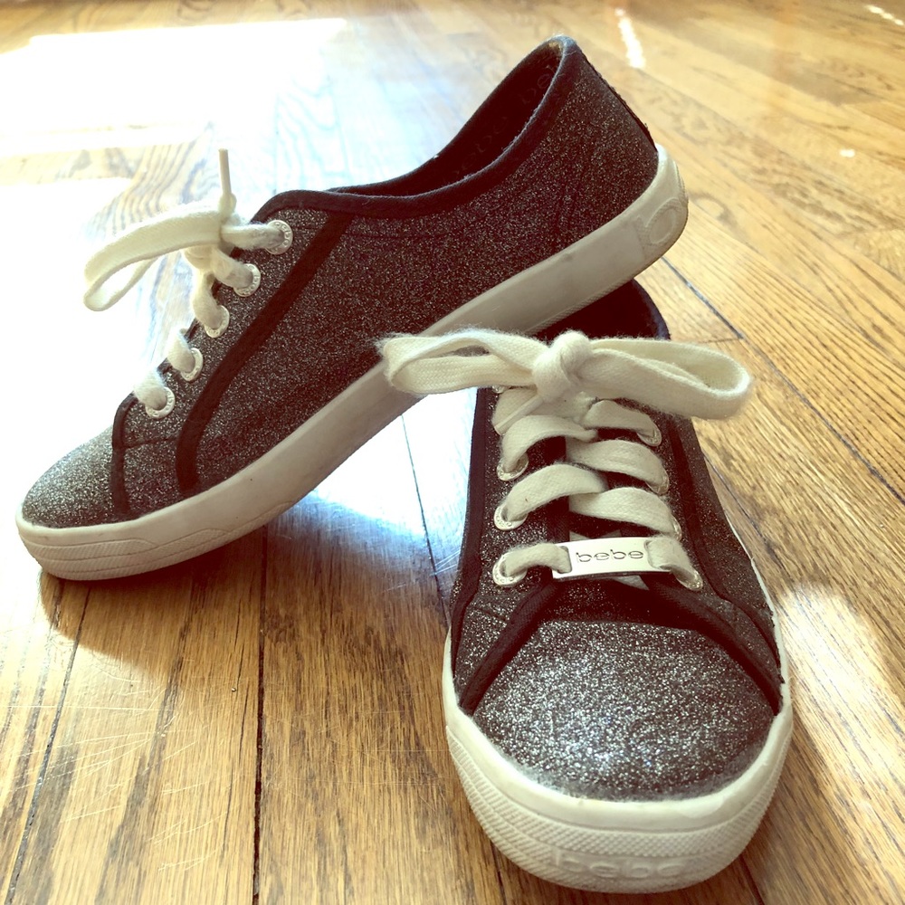 BeBe canvas black sparkle sneakers